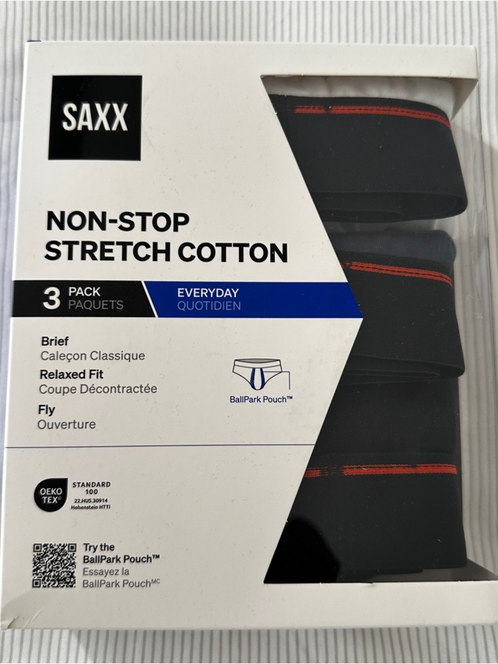 SAXX BRAND NEW MEN'S NON-STOP STRETCH COTTON 3 PACK MEDIUM BRIEF